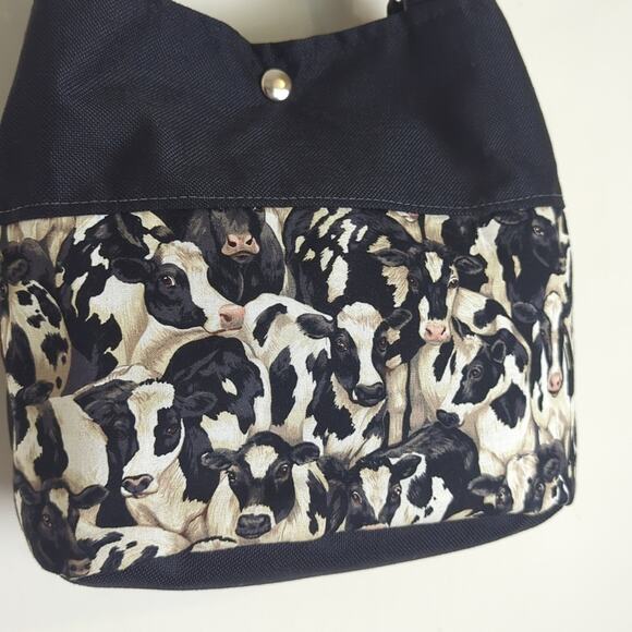 Cows! Handmade Canvas Jersey Cow Novelty Tote Bag Shoulder Bag Medium - Picture 2 of 9